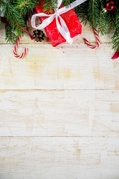Χριστουγεννιάτικο Φόντο Διακοσμήσεις Μπισκότα Σοκολάτας Και Δώρο Κουτιά Ξύλινα Φόντο — Φωτογραφία Αρχείου