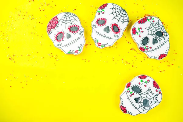 Dia Los Muertos Meksykański Dzień Zmarłych Lub Halloween Powitanie Karta — Zdjęcie stockowe