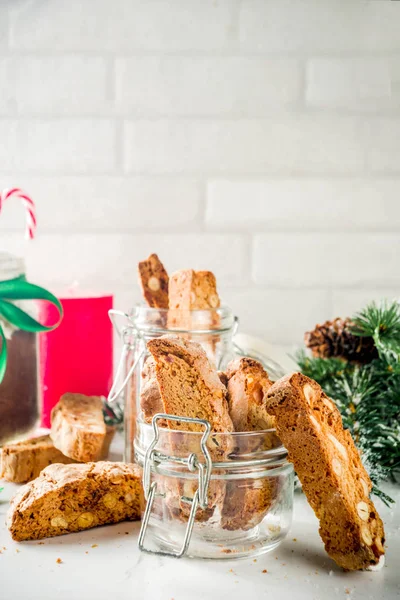 Traditional Christmas Pastries Italian Homemade Double Baked Biscotti Cantuccini Cake — Stock Photo, Image
