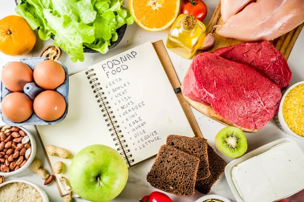 Alimentação Saudável Vários Baixa Seleção Ingredientes Fodmap Carne Legumes Baga — Fotografia de Stock