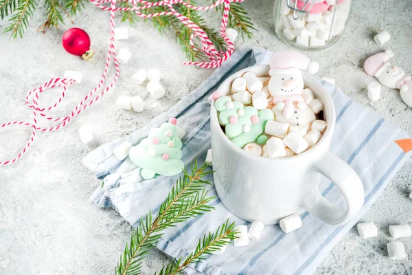 Creative Idea Christmas Drink Delicious Hot Chocolate Funny Marshmallow Snowman — Stock Photo, Image
