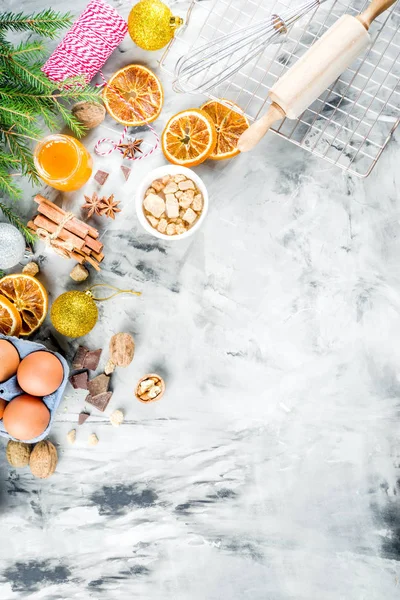 Concepto Hornear Invierno Navidad Ingredientes Para Hacer Galletas Hornear Pasteles — Foto de Stock