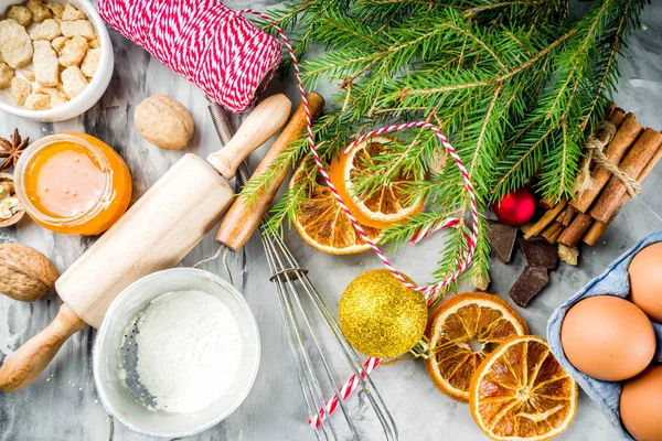 Christmas Winter Baking Concept Ingredients Making Cookies Baking Pies Dried — Stock Photo, Image
