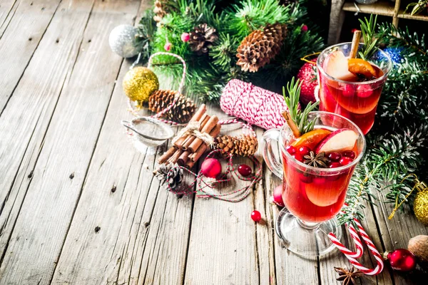 Traditional Christmas Mulled Wine Grog Hot Spicy Sangria Cocktail Old — Stock Photo, Image
