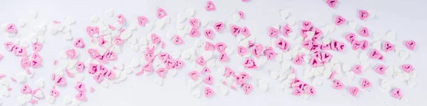 Fundo Doces Dia Dos Namorados Fundo Branco Com Corações Açúcar — Fotografia de Stock