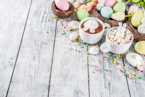 Pasqua Divertente Bambini Cibo Bevande Concetto Dolce Cioccolata Calda Con — Foto Stock