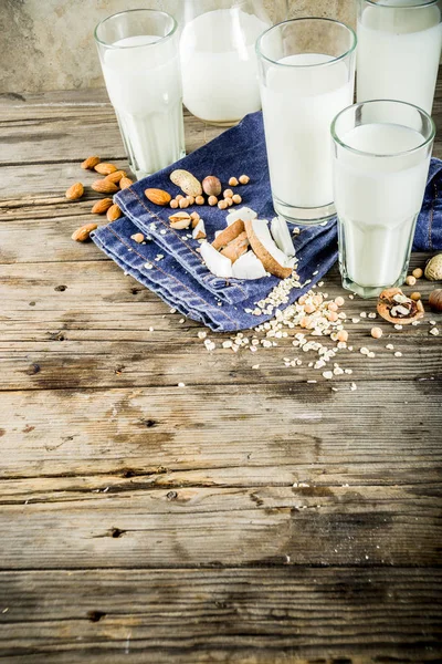 Alimentos Bebidas Veganas Base Plantas Leche Láctea Queso Tofu Almendras — Foto de Stock
