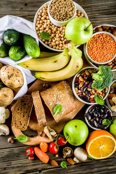 Comida Saudável Seleção Boas Fontes Carboidratos Alimentos Ricos Fibras Dieta — Fotografia de Stock