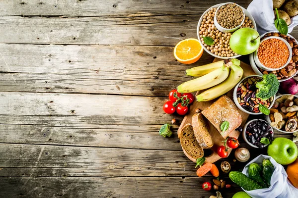 Comida Saudável Seleção Boas Fontes Carboidratos Alimentos Ricos Fibras Dieta — Fotografia de Stock