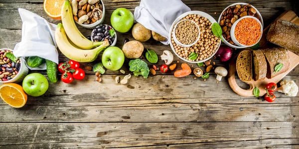 Zdrowe Jedzenie Wybór Źródeł Dobre Węglowodany Błonnik Potrawy Dieta Niskim — Zdjęcie stockowe