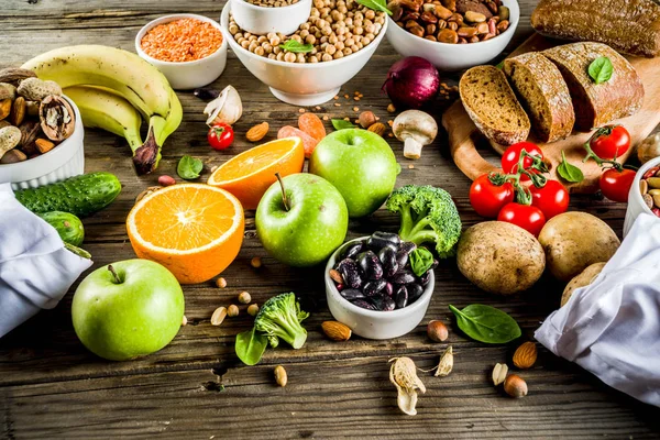 Gesunde Ernährung Auswahl Guter Kohlenhydratquellen Ballaststoffreiche Nahrung Diät Mit Niedrigem — Stockfoto