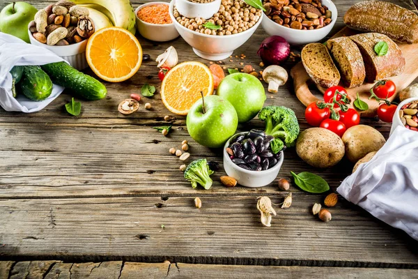 Comida Saludable Selección Buenas Fuentes Carbohidratos Alimentos Ricos Fibra Dieta — Foto de Stock