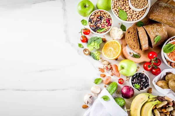 Comida Saudável Seleção Boas Fontes Carboidratos Alimentos Ricos Fibras Dieta — Fotografia de Stock