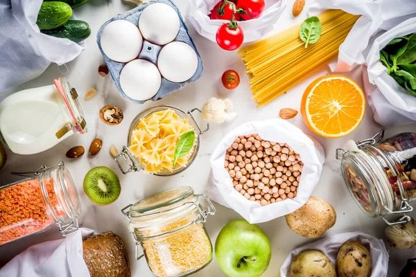 Zero Resíduos Compras Conceito Estilo Vida Sustentável Vários Vegetais Orgânicos — Fotografia de Stock