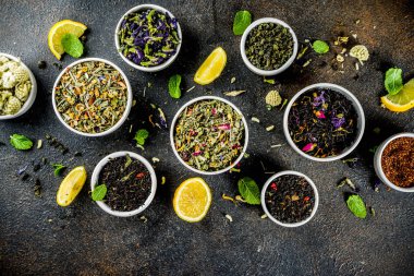 Çeşitli kuru çay ürün çeşitliliği