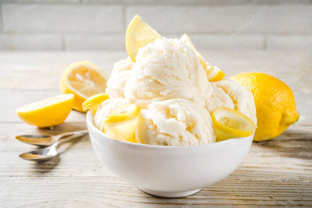 Homemade lemon vanilla ice cream