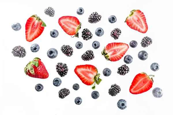 신선한 딸기 패턴-블루베리, 딸기, 블랙베리 — 스톡 사진