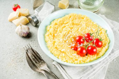 Polenta with tomatoes clipart