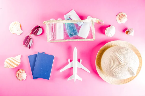 Travel and vacation flatlay background