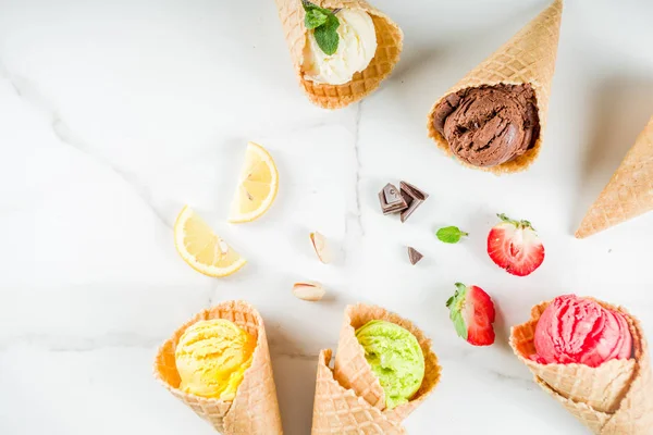 Colorful fruit and berry ice cream