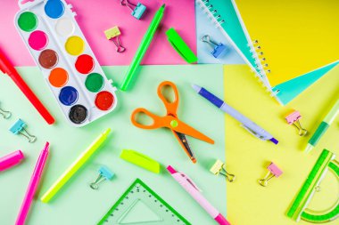 Renkli geri okul şeyler arka plan