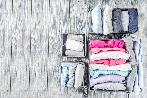 Vertical Marie Kondo tidying clothes method