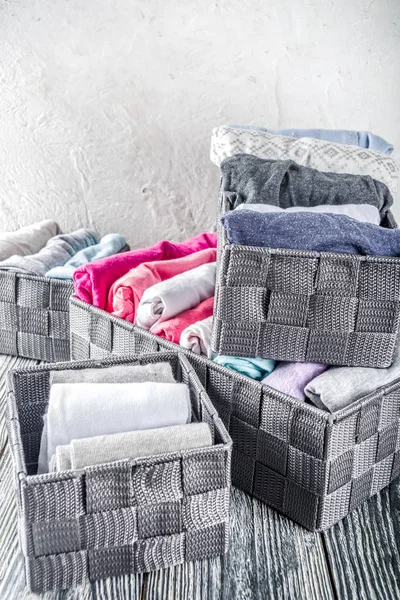 Vertical Marie Kondo tidying clothes method