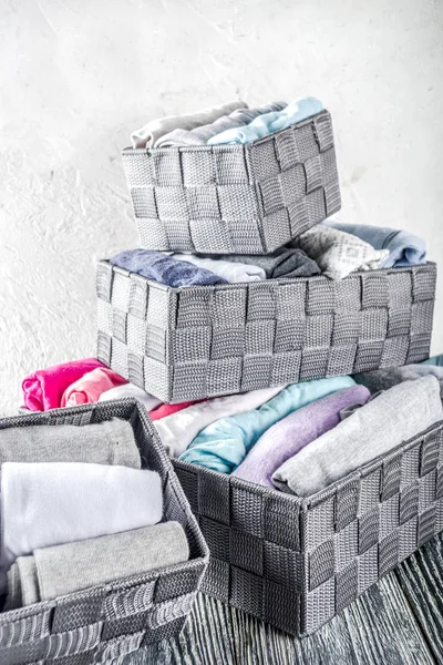 Vertical Marie Kondo tidying clothes method