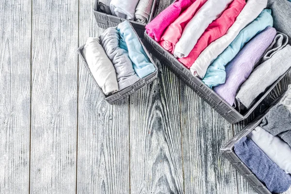 Vertical Marie Kondo tidying clothes method — Stock Photo, Image