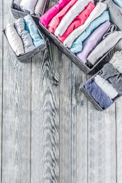 Vertical Marie Kondo tidying clothes method