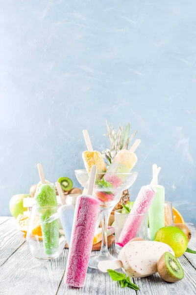 Colorful fruit ice cream popsicle