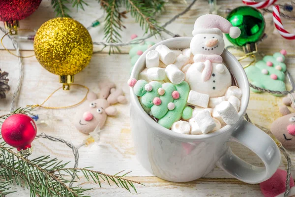 Hot chocolate with funny marshmallow — Stock Photo, Image