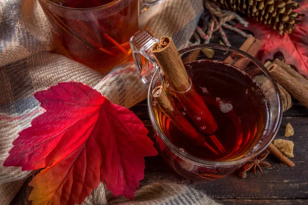 Sıcak baharatlı sonbahar çayı