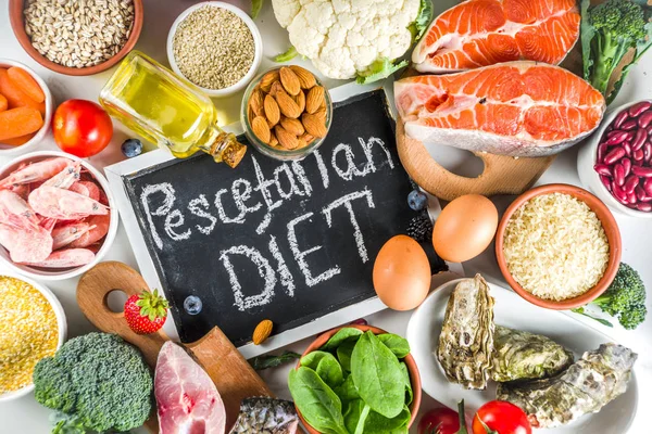 Pescetarian diyet planı maddeler — Stok fotoğraf