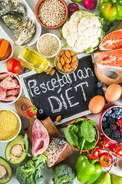 Pescetarian diyet planı maddeler — Stok fotoğraf