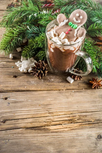 Funny christmas cocoa with marshmallow — Stock Photo, Image