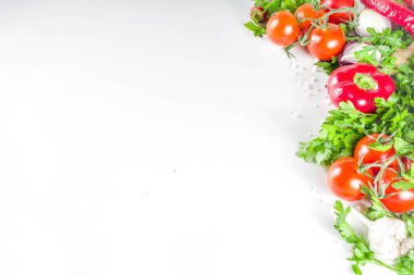 Taze sebze ve otlar ile pişirme arka plan