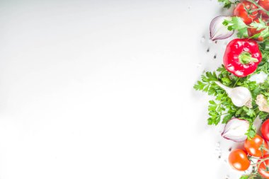 Taze sebze ve otlar ile pişirme arka plan