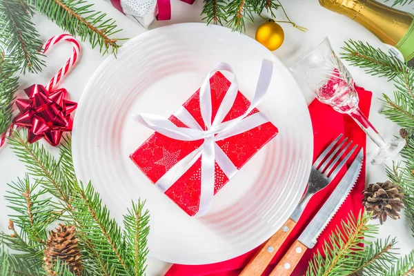 크리스마스 축제 테이블 설정 — 스톡 사진