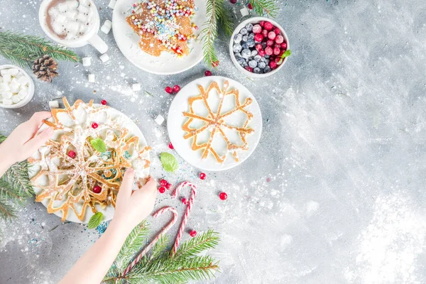 Christmas breakfast pancakes set — Stock Photo, Image