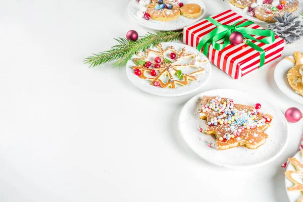 Vánoční snídaně palačinky set — Stock fotografie