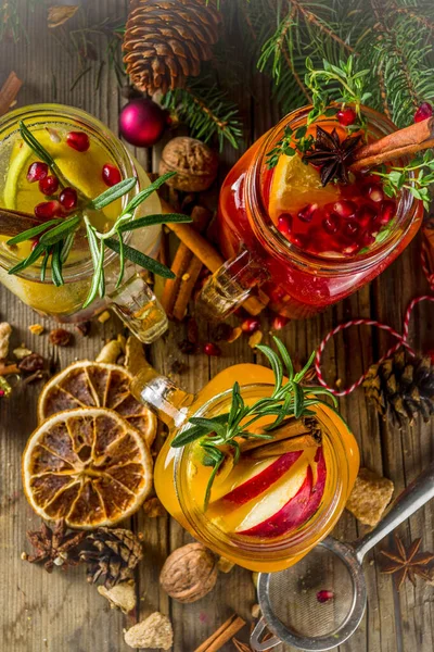 Winter sangria, mulled wine or hot mulled cocktails — Stock Photo, Image