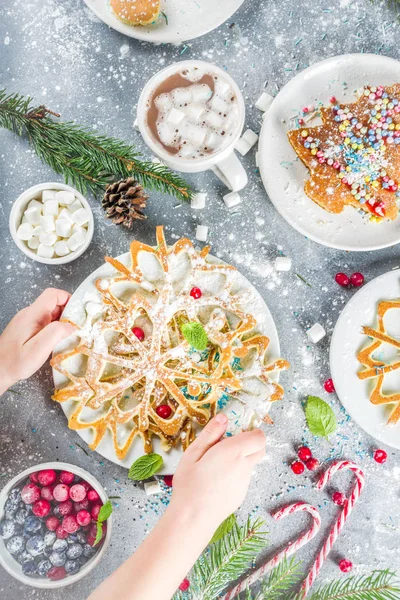 Weihnachten Frühstück Pfannkuchen Set — Stockfoto