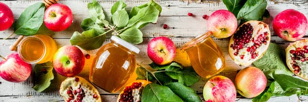 Autumn Judeu Rosh Hashana Celebração Produtos Tradicionais Para Celebração Rosh — Fotografia de Stock