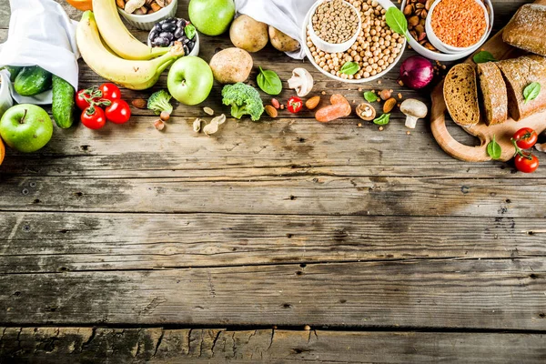 Comida Saudável Seleção Boas Fontes Carboidratos Alimentos Ricos Fibras Dieta — Fotografia de Stock