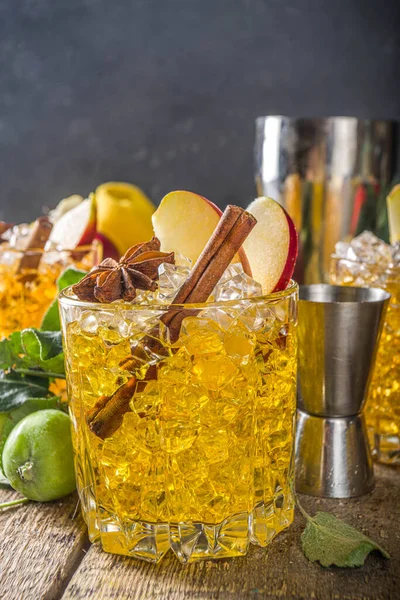 Cocktail Maçã Com Especiarias Outono Tradicional Bebida Fria Inverno — Fotografia de Stock