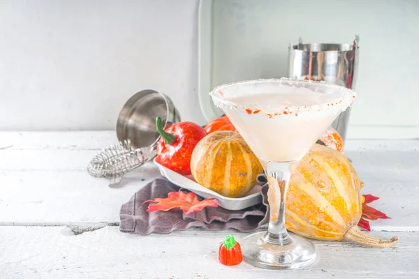 Zoete Romige Herfstcocktail Pumpkin Pie Caketini Variatie Van Pompoen Martini — Stockfoto