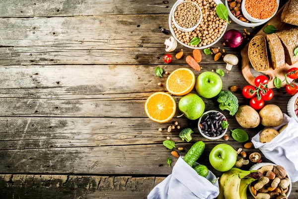 Comida Saudável Seleção Boas Fontes Carboidratos Alimentos Ricos Fibras Dieta — Fotografia de Stock