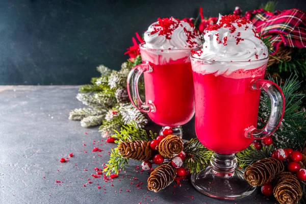 Trendi Eredeti Téli Karácsonyi Forró Csokoládé Recept Ötlet Piros Bársony — Stock Fotó