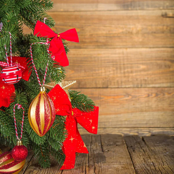 Natale Sfondo Vacanza Albero Natale Decorato Con Palla Tradizionale Giocattoli — Foto Stock